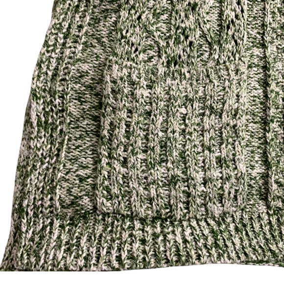 LOFT green & white short sleeve open front poncho wrap sweater size Medium - Picture 10 of 16